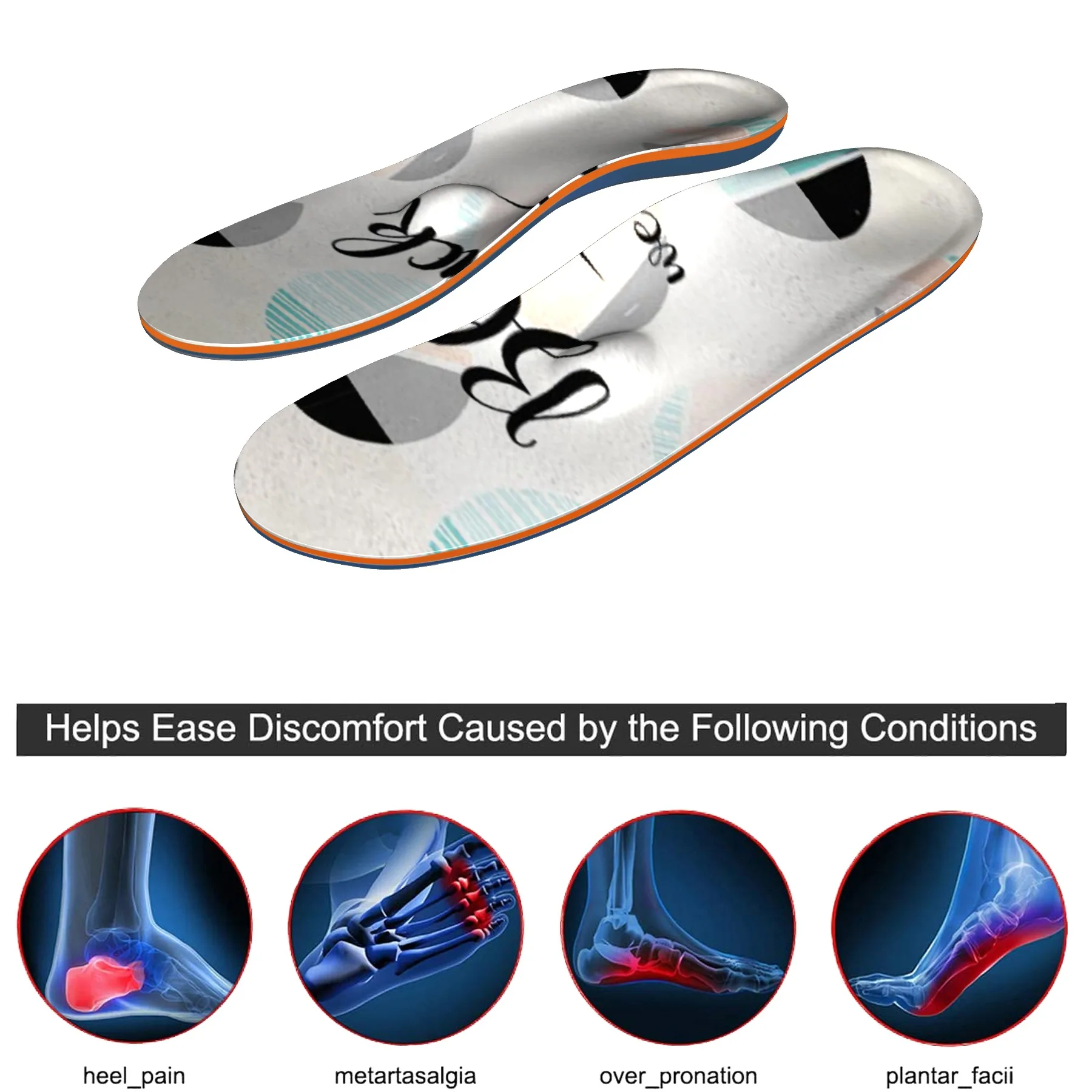 White high arch support, orthopedic insoles, foot sports, plantar fasciitis, running insoles