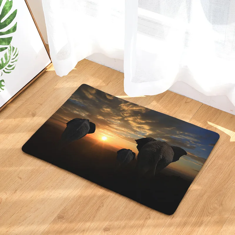 Противоскользящий фланелевый ковер С Рисунком Слона в виде животных дверные