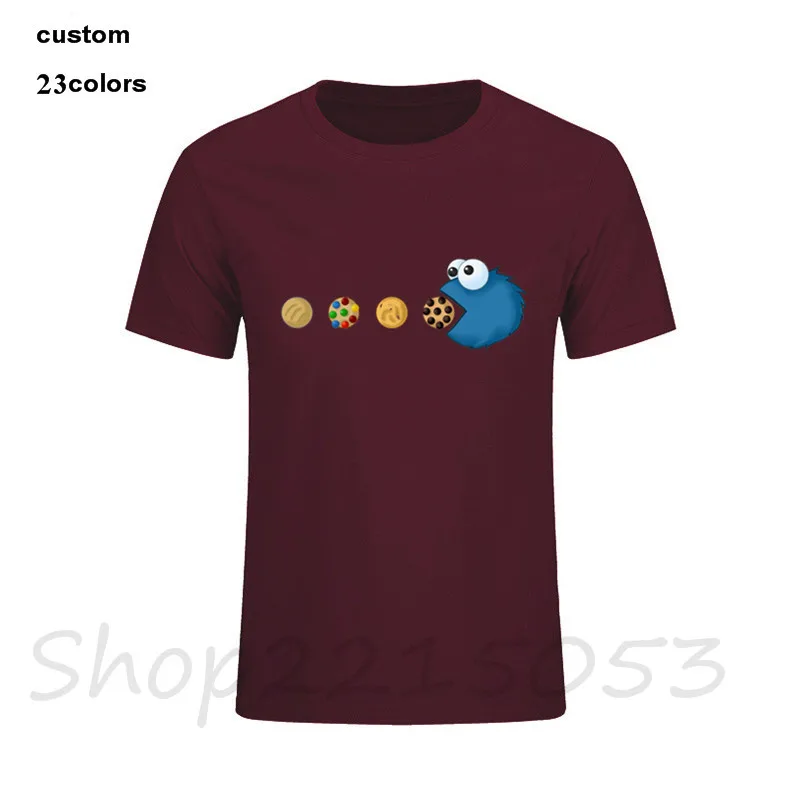 Уличная футболка с принтом в виде печенья монстра Pacman Улица Сезам Мужская аниме