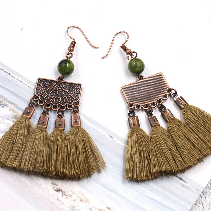 

Long Drop Dangle Fringe Earrings Vintage Women Tassel Earrings Colors Boho Statement Brand Jewelry Female Accessories