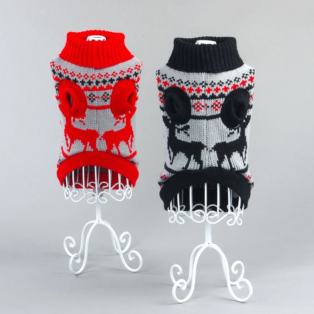 Свитер для домашних животных с высоким воротником и узором в виде лося одежда