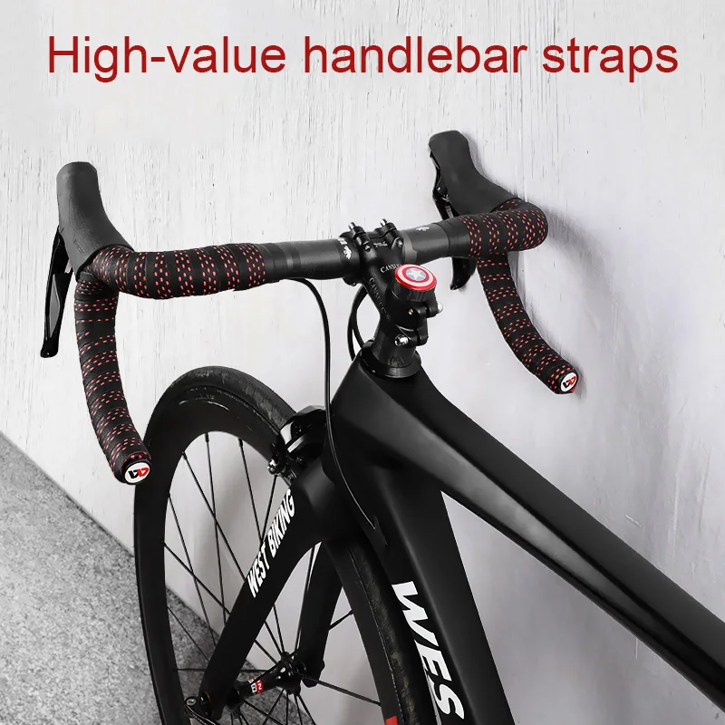 

Road Bike Bicycle Handlebar Tapes Cork EVA PU Anti-Vibration Wrap With 2 Bar Plug Professional Cycling Damping Bar Tape