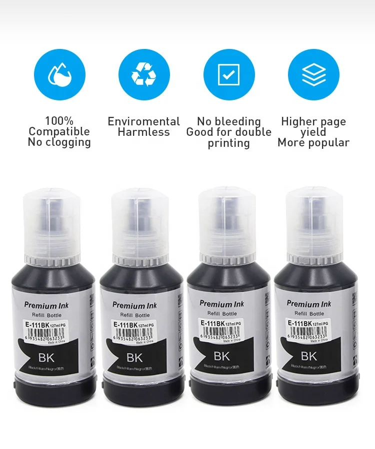 Tatrix Refill Ink 111 Black Compatible Bulk Bottle Refill Ink for Epson ET-M1100/M1120/M1140/M1170/M1180/M2120/ M2140 Printer images - 6