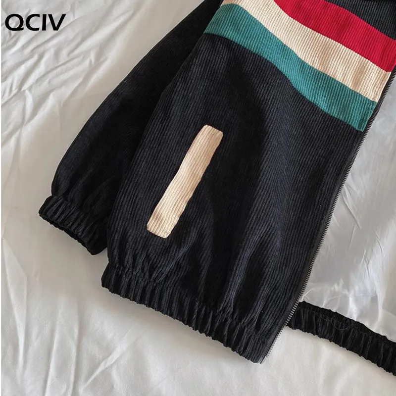 

Corduroy Jacket Men's Fashion Contrast Color Casual Jackets Mens Streetwear Wild Loose Hip Hop Bomber Jacket Men M-2XL