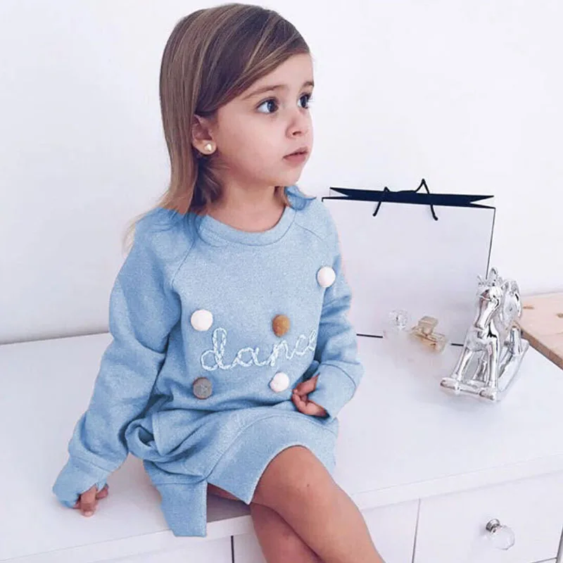 Платье для девочек с милыми буквенными принтами весенне-осенние платья