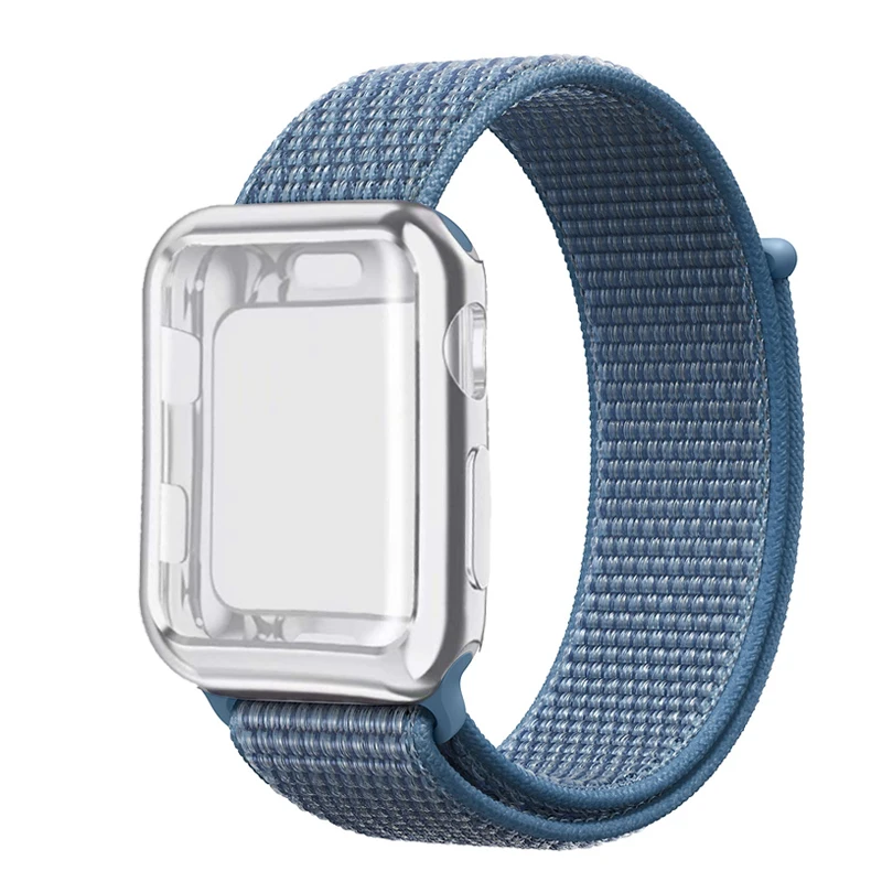 Спортивный ремешок+ чехол для Apple Watch 38 мм 42 мм 40 мм 44 мм iWatch 5 4 3 2 спортивный Браслет Apple watch 4 чехол Защита экрана - Цвет ремешка: Cape Cod Blue