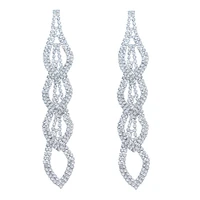 chran silver plated rhinestone drop link earrings for bridemaid elegant chandelier dangle wedding earrings