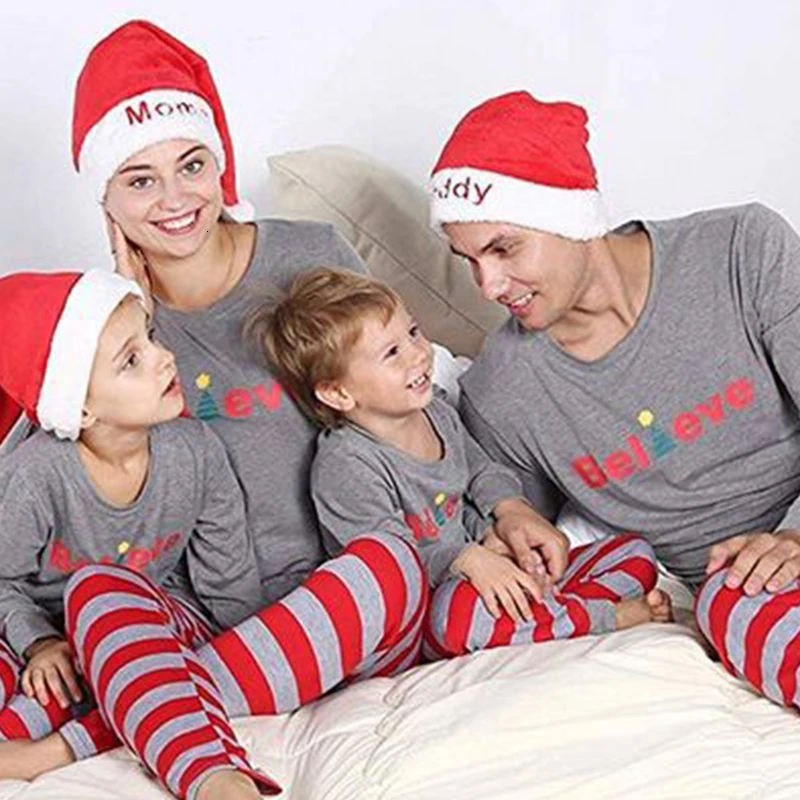 Рождественские одинаковые комплекты Мультяшные пижамы для мальчиков девочек