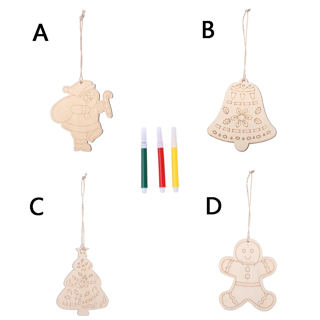 Счастливого Рождества DIY Деревянные Мини Санта Клаус дерево колокольчики