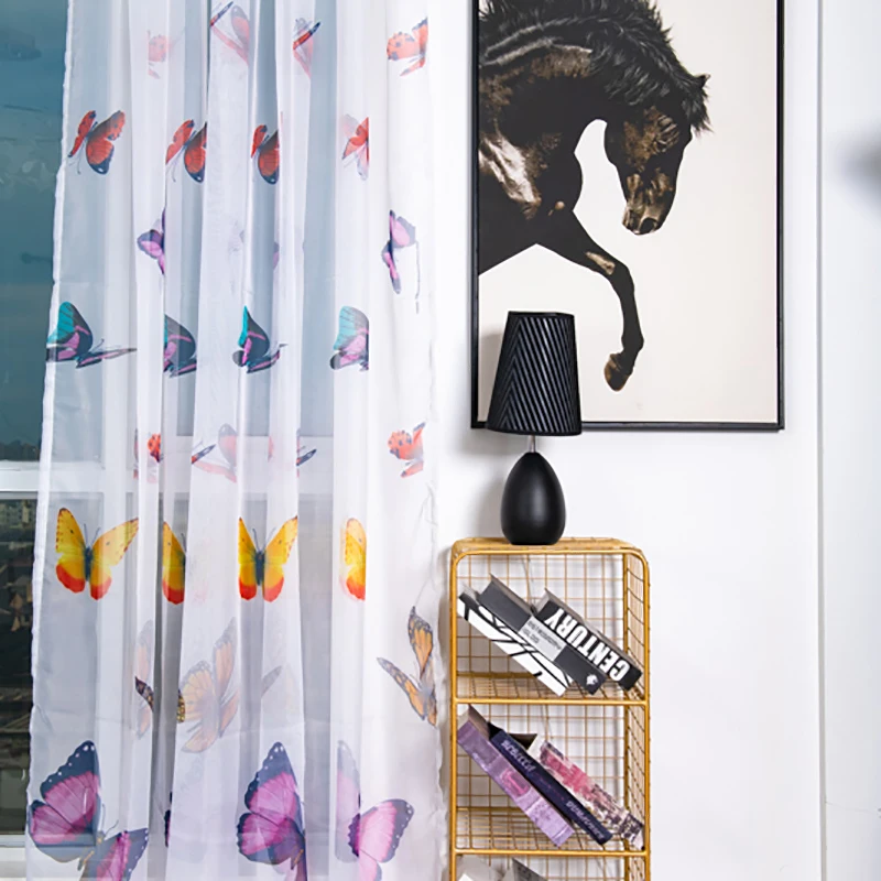 Модный светильник штора цветные шторы с принтом бабочки занавеска для гостиной
