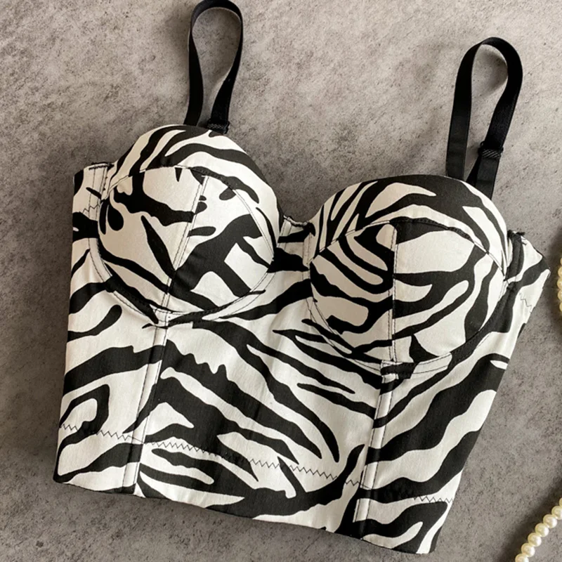 Бюстье корсет в виде зебры готический рыбьей кости верхний женский клубный