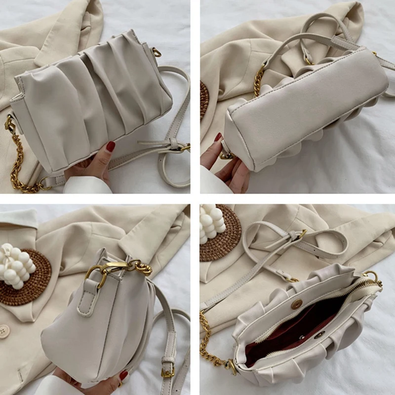 

Folding Women's PU Leather Messenger Bag Solid Color Simple One Shoulder Handbag Women Travel Messenger Bag