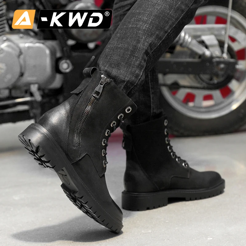 Модная обувь; коллекция года; Botas Invierno Hombre; высокие мотоциклетные ботинки цвета хаки; мужские зимние ботинки на меху черного цвета; мужские ботинки на молнии сбоку; 37-47