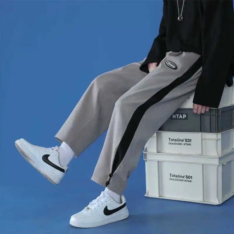 

Pants Men's Summer Thin Korean Trend Ins Straight Tube Wide Leg Loose Casual Versatile Sports Pants