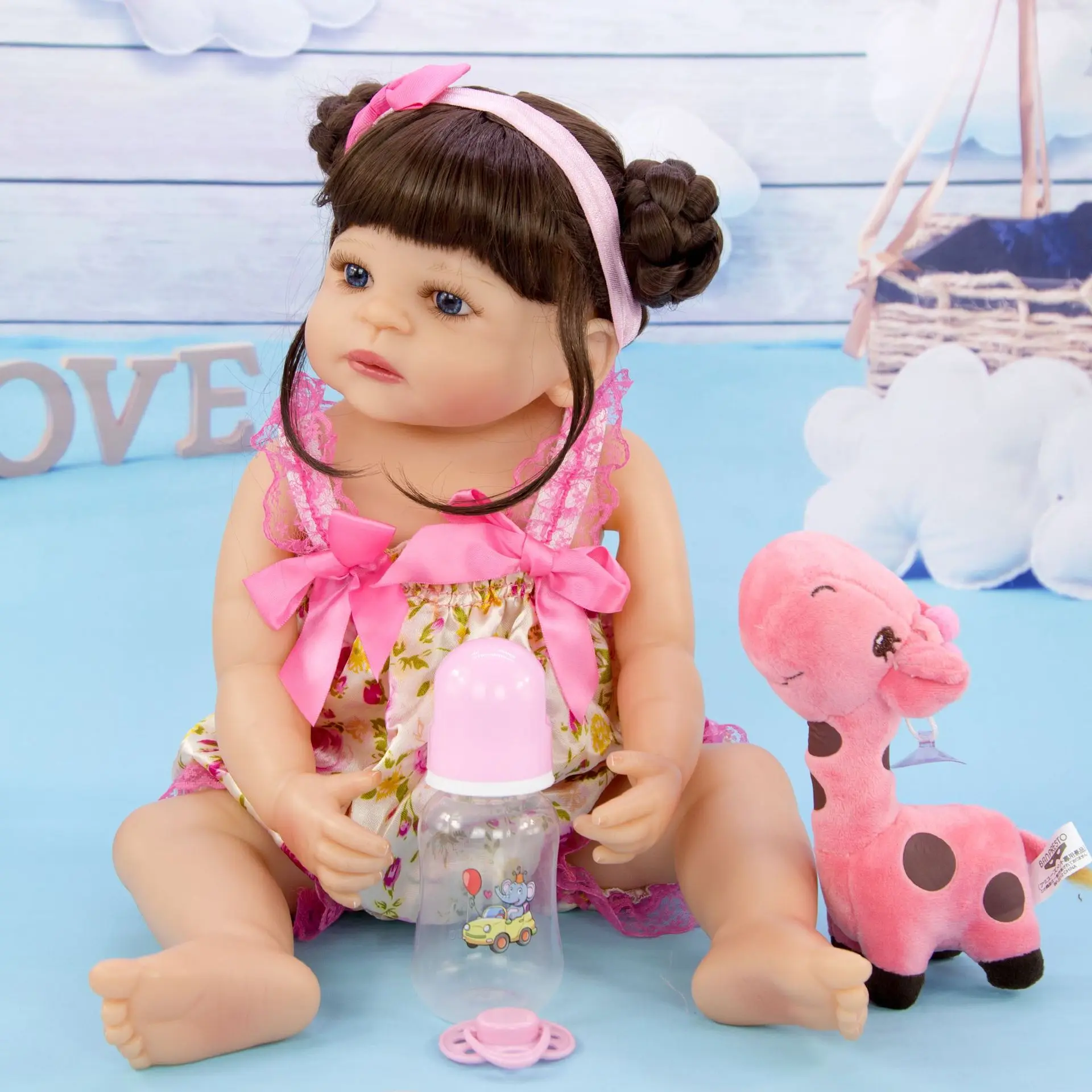 56 см кудри девочка Силиконовые reborn baby doll Ванна игрушка очень красивая принцесса
