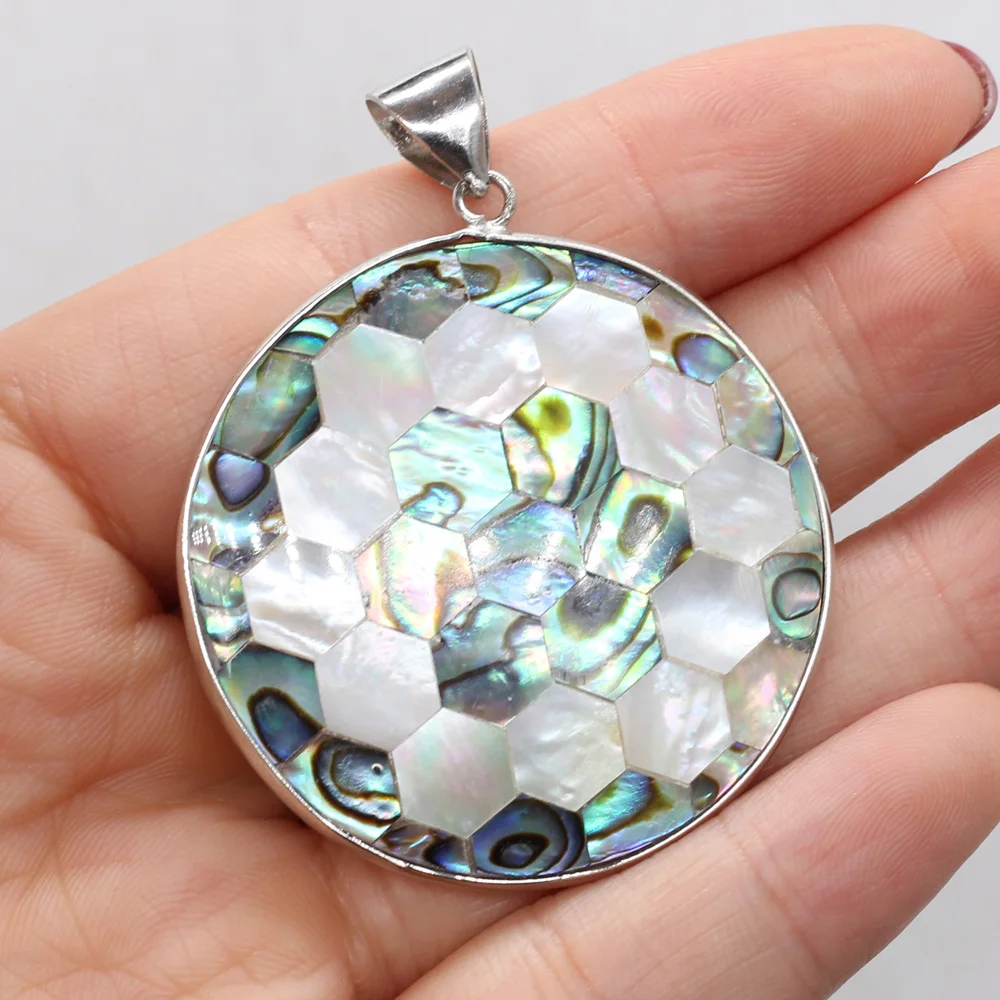 

Natural Abalone Pendants Big Round Sea Shell Reiki Heal Charms for Trendy Jewelry Making DIY Necklace Earring Gifts