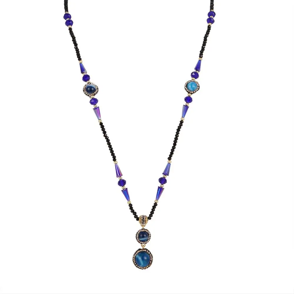 Женская Длинная цепочка с подвеской ожерелье ручной работы натуральным камнем