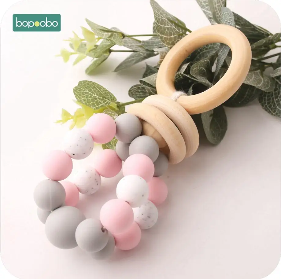 Type-4 Детские игрушки bopobo, 1 шт., Прорезыватель для зубов из пищевого силикона с бусинами, погремушка для кормления, Детские Прорезыватели для зубов, игры в спортзал, автомобиль, прорезыватели, игрушки Монтессори - Цвет: Type-4