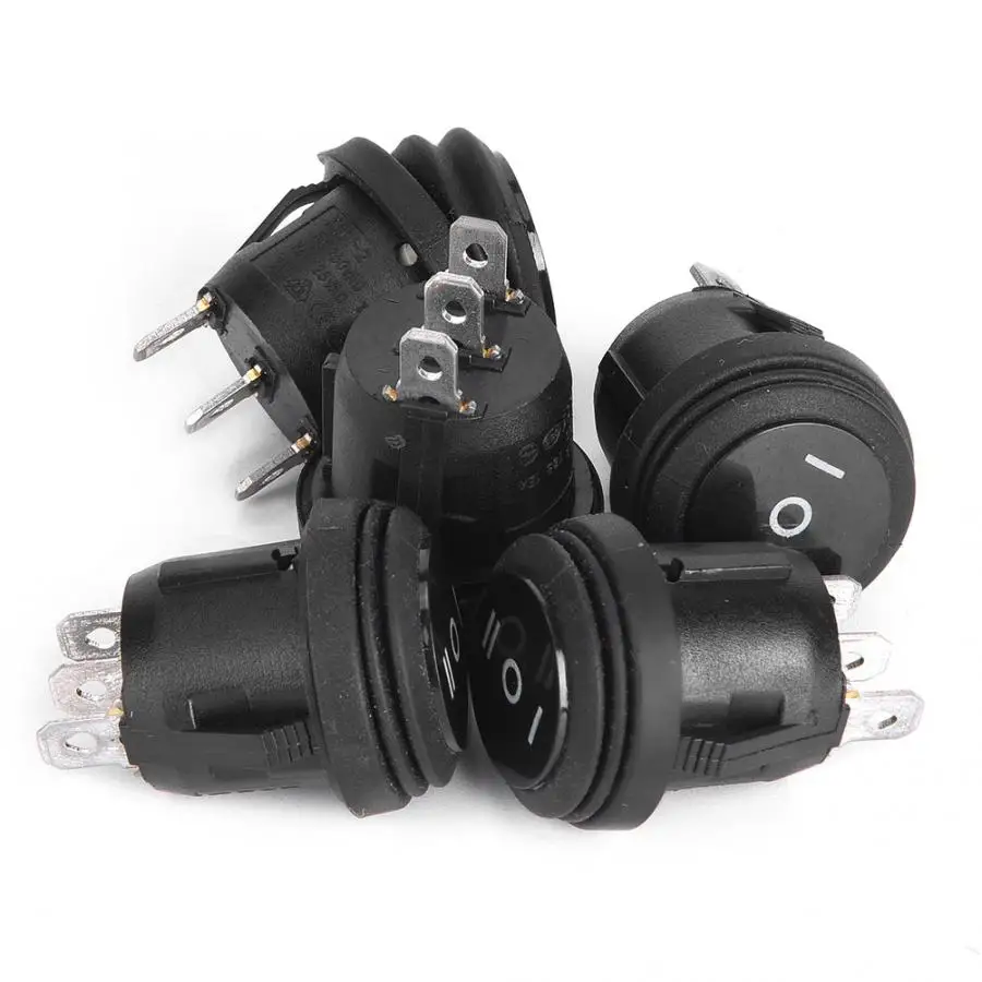 5pcs High Quality 3 Position ON/OFF/ON Black Round Rocker Switch Pin 10A/125V 6A/250V Wireless Boat | Обустройство дома