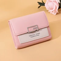 women short wallets pu leather female patchwork purses card holder coin purse fashion girls small hasp wallet purse clutch bag