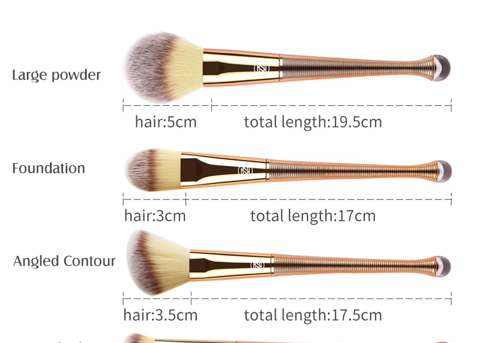 ZOREYA 8pcs Rose Gold Mermaid Makeup Brushes Powder Blending Eye Shadow Brush Set with Shiny Portable Bag