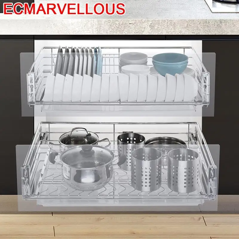 И ящик для шкафа мытья посуды Organizador из нержавеющей стали Cocina органайзер кухни