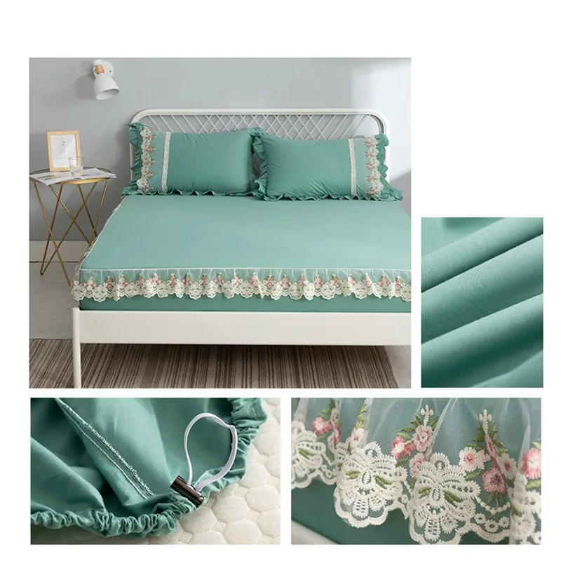 

Bed Linings Bedding Cotton Mattress Three-piece Lace Full Cover Sheet Duvet Cover Set Thick Cotton Bed Cover 1.8m Full Cover