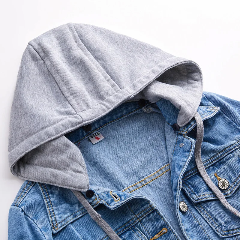 Женская джинсовая куртка ZQLZ осенняя Повседневная Верхняя одежда с капюшоном и