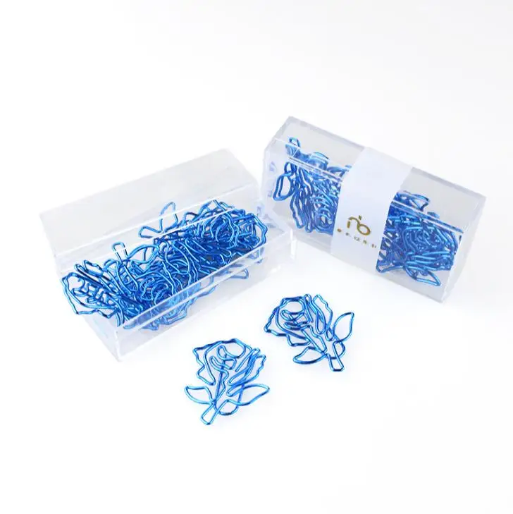 

10 Pcs/box New Blue Color Rose Flower Shape Metal Paper Clips Bookmark Photo Memo File Binder Clip Office Shool Stationery Gift