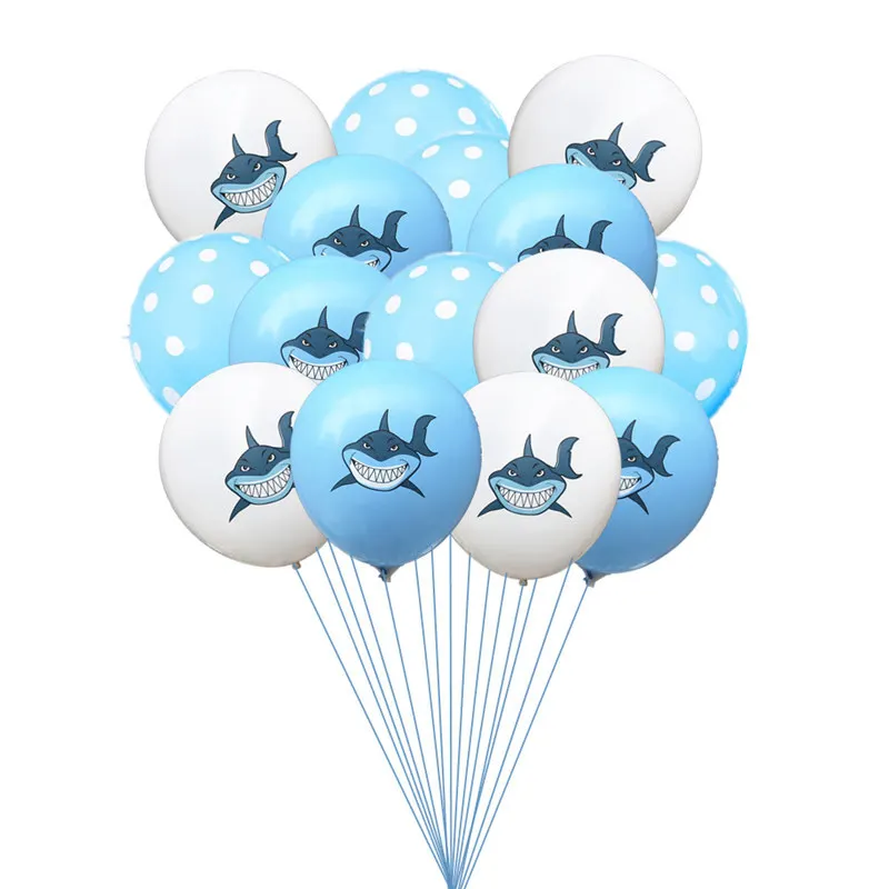 12 дюймов с изображением акулы из мультфильма блестками набор воздушных шариков
