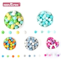 keepgrow baby silicone 12mm round beads 20pcs baby teethers toys oral care products food grade silicone diy pacifier chains