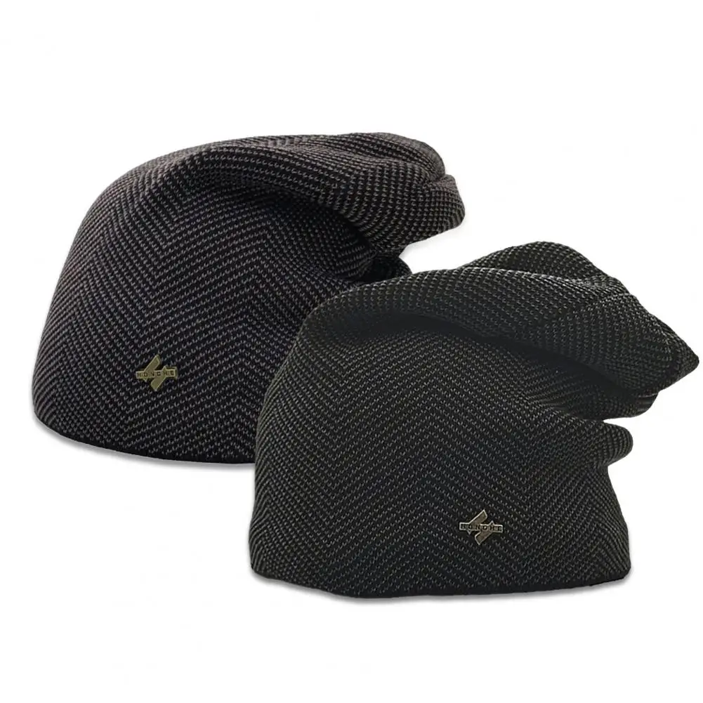 

Hat Male Men Hat Stretchy Double Layers Stylish Windproof Knitting Hat