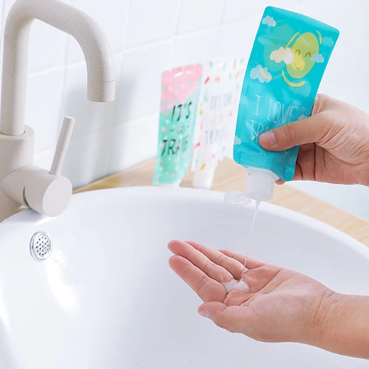 

Симпатичная портативная дорожная Складная дозирующая сумка для душа, бутылка для шампуня, очищающее средство для лица, сумка для хранения ж...