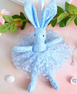 blue lace dress Jane Z Ann новорожденный реквизит для фотосессии Милая вязаная ручная работа кролик кукла животное Фото аксессуары подарок для ребенка - Цвет: blue lace dress