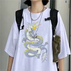 Футболка женская с принтом китайского дракона, топ в стиле Харадзюку, уличная одежда, одежда на лето