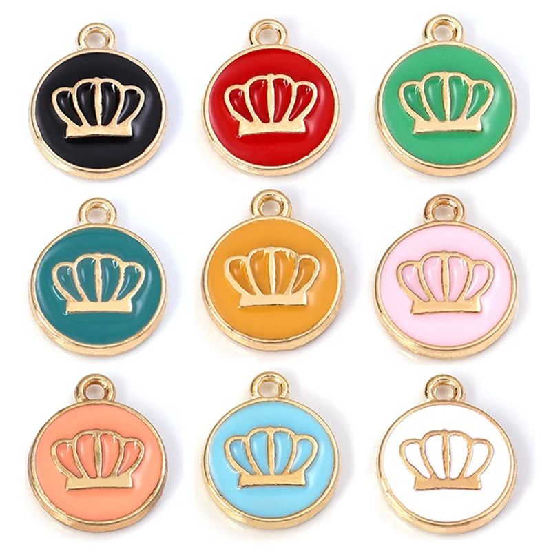 

10pcs/Lot 9 Colors 12x14.5mm Double Face Crown Enamel Charms Pendant For Jewelry Making DIY Earring Jewelry Ornament Wholesale