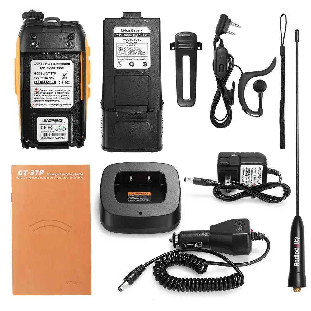 2 шт. Baofeng GT 3TP Mark III 8 Вт Двухдиапазонная V/UHF двухсторонняя радиостанция Walkie Talkie 3800mAh