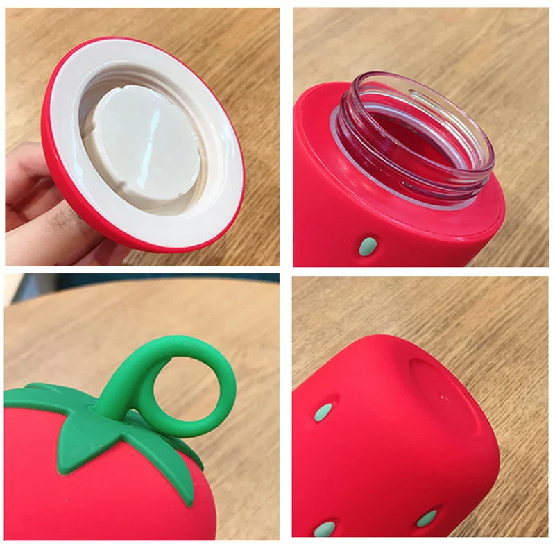 300 мл забавная стеклянная бутылка для воды в форме клубники термоизоляционные