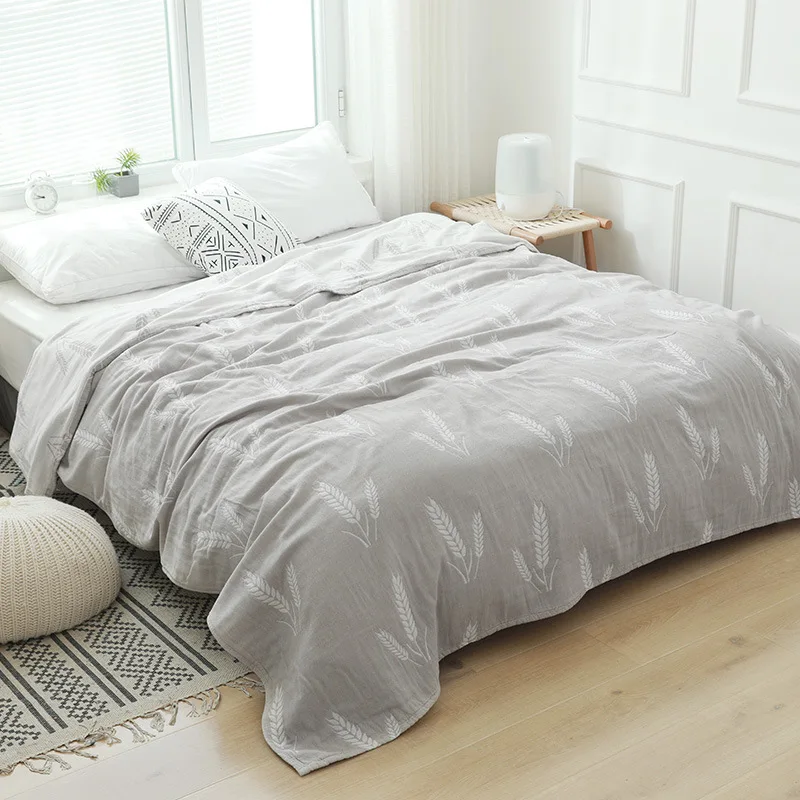 

Wheat Printed Blanket Cotton Throw Blanket for Nap Sofa TV Travel Summer Quilt High Quality Soft Towel Single Double Bedspread