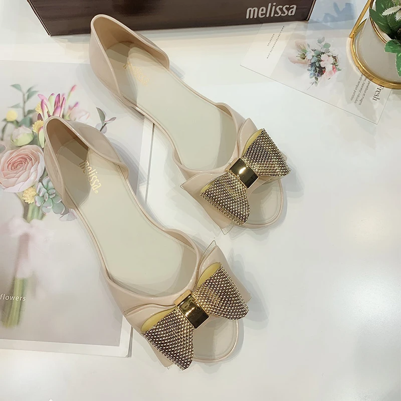 Женские пляжные сандалии Melissa желейные без застежек с бантом Новинка лета