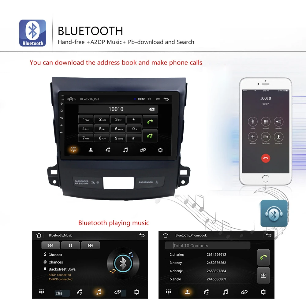 Автомагнитола Car DVD Multimedia для Mitsubishi Outlander XL 2006 2007 2008-2012 2din Android 9.0 Радио Магнитола Плеер Навигация GPS.