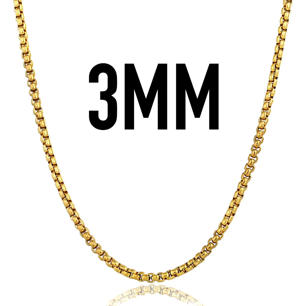 3mm Gold Ожерелье Davieslee для женщин и мужчин, нержавеющая сталь, розовое золото, цветная цепочка, Женское Ожерелье 18-28 дюймов, DKN555 - Окраска металла: 3mm Gold