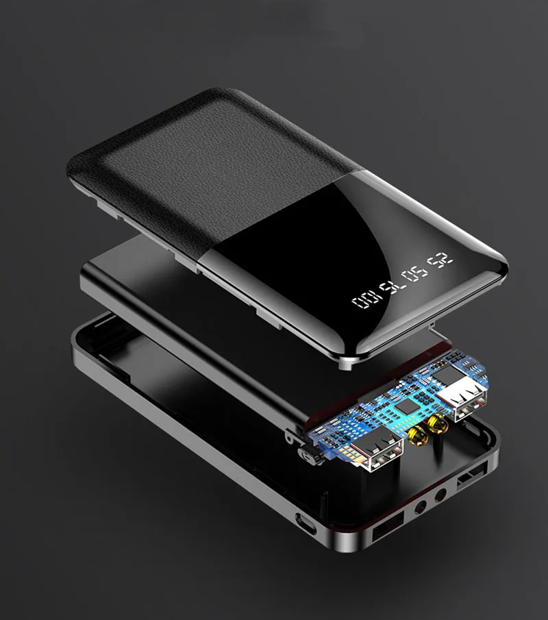 Портативный внешний мини аккумулятор 10000 мАч а быстрая зарядка двойной выход с 2