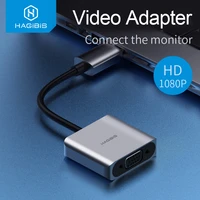 hagibis hdmi compatible to vga adapter 1080p male to famale converter with video audio power port for pc laptop hdtv xbox ps45