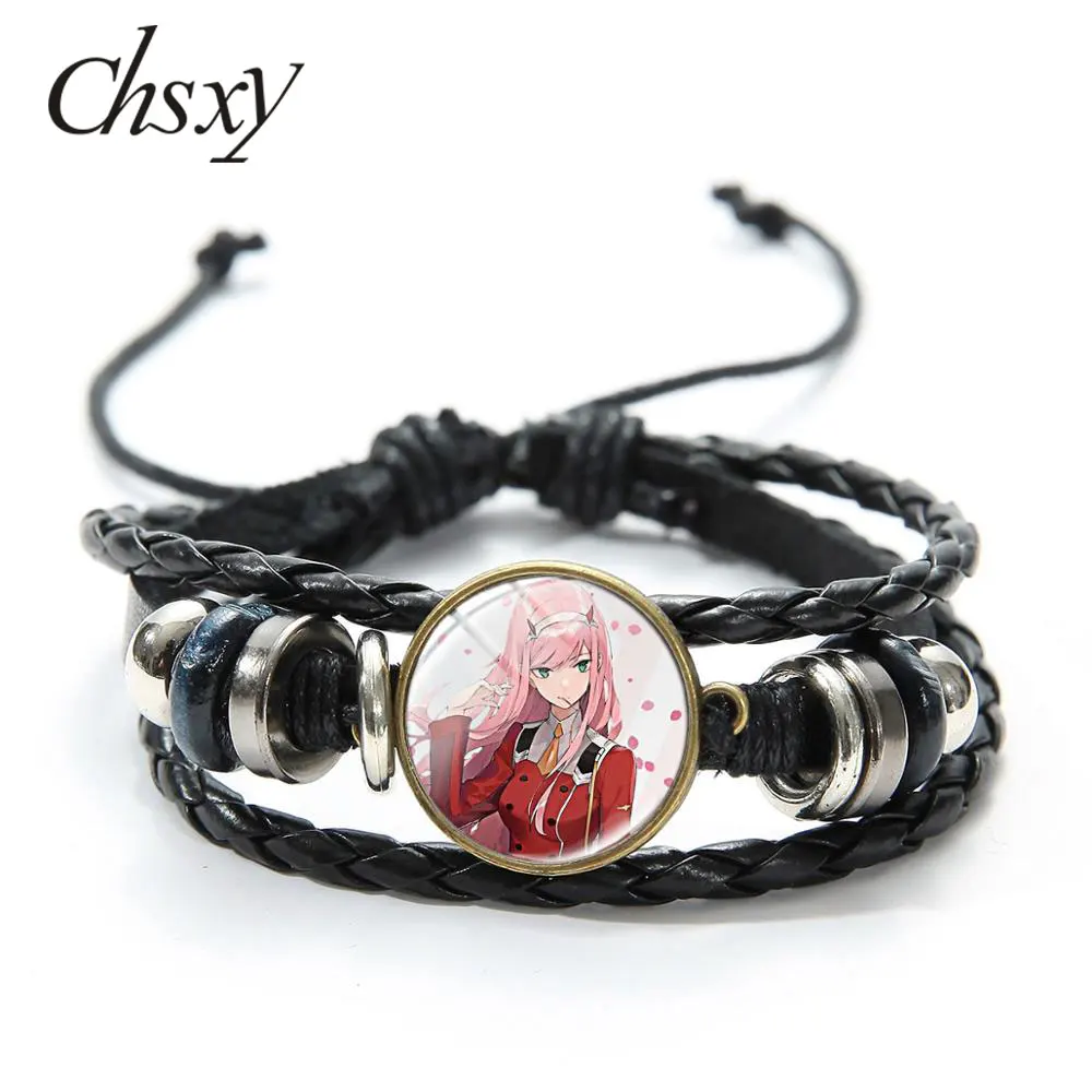 

CHSXY Anime DARLING in the FRANXX Bracelet 02 Zero Two Figures Cartoon Buckle Multilayer Leather Bracelet For Fans Jewelry Gift