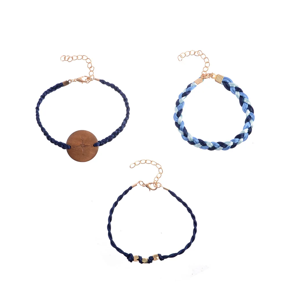 Лидер продаж простой женский браслет с волнистым компасом и бусинами ручной