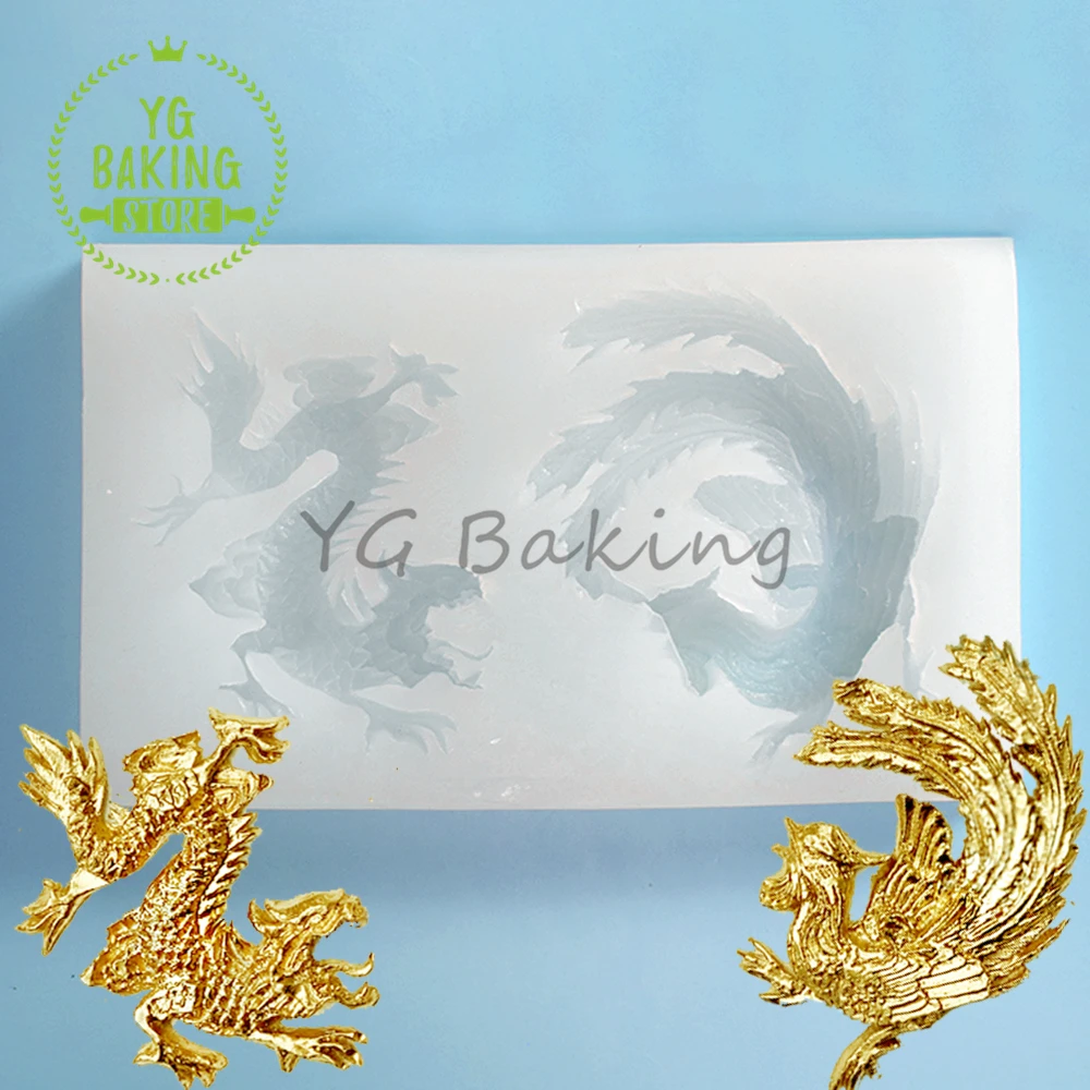 

Dorica Animal Dragon & Phoenix Design Handmade Chocolate Cake Mould Kitchen Accessories Bakeware Silicone Cake Mold