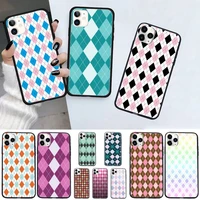 checkered checkerboard geometric pattern phone case for iphone 11 12 mini pro xs max 8 7 6 6s plus x 5s se 2020 xr shell