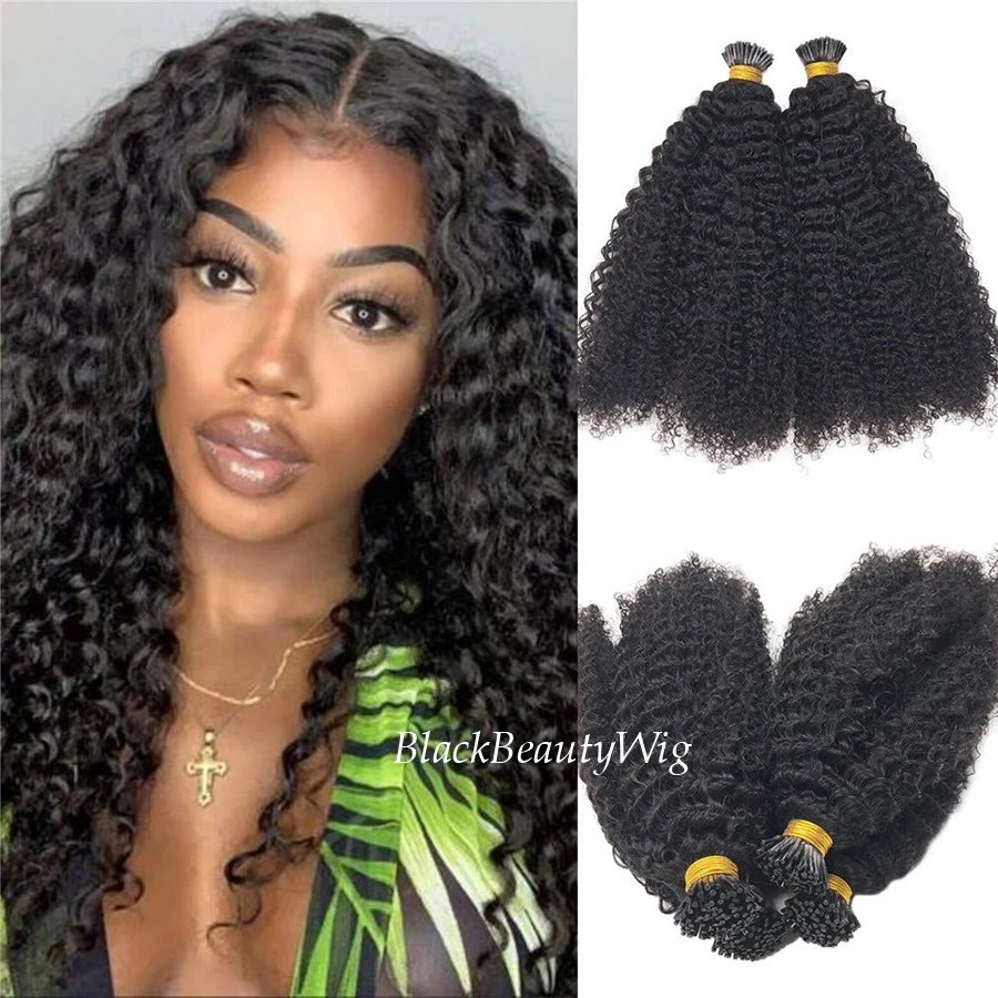 

Mongolian I Tip Human Hair Extension Kinky Curly Pre Bonded Stick I Tip Hair Microlinks Curly Fusion Hair 100g 100strands