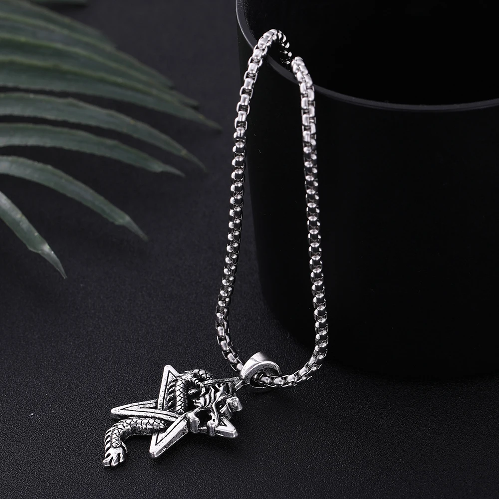 LIKGREAT винтажное панк мужское ожерелье пентаграмма звезда Подвеска китайский